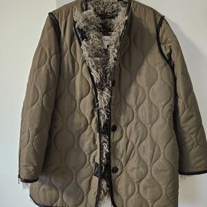 Joe Fresh Green and Black Teddy Jacket with Quilted Design